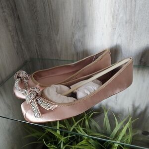 Kate Spade Freya Rare Satin Crystals Ballet Flats Size 7.5 New In Box
